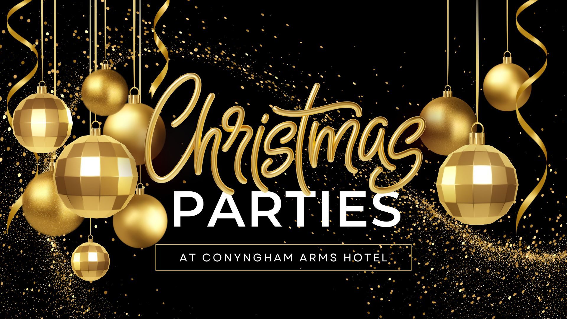 Black Gold Festive Decoration Christmas Party Facebook Event Cover